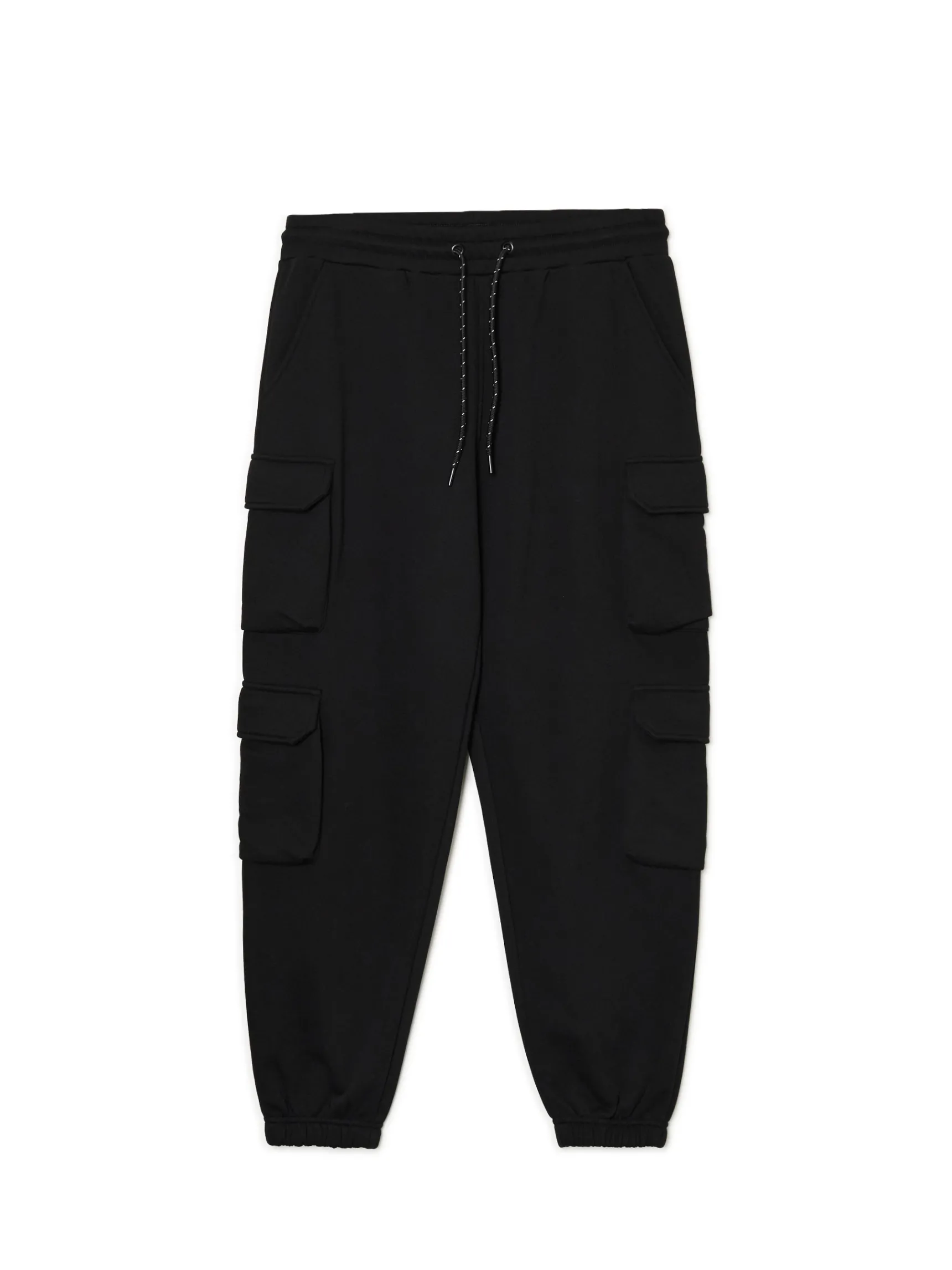 New Cropp Czarne dresowe joggery z kieszeniami cargo czarny