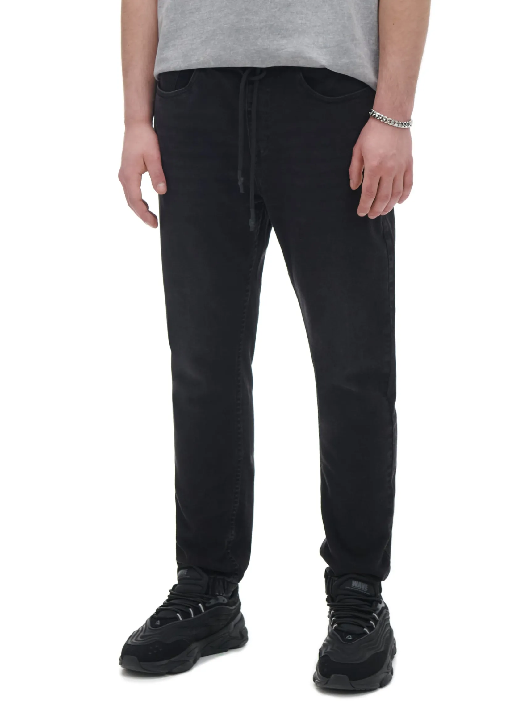 Fashion Cropp Czarne jeansowe joggery czarny