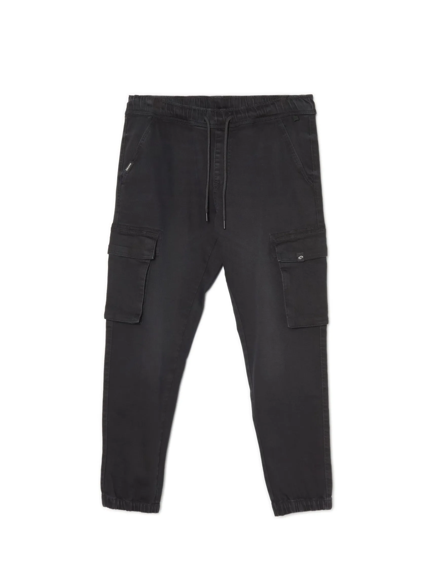 Discount Cropp Czarne jeansowe joggery cargo czarny
