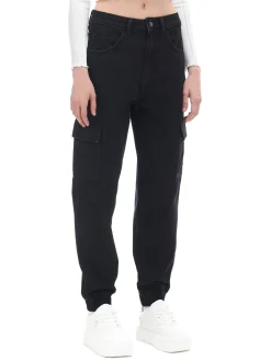 Best Cropp Czarne jeansowe joggery cargo czarny
