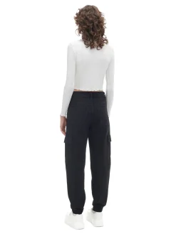 Best Cropp Czarne jeansowe joggery cargo czarny