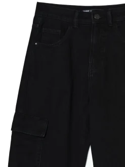 Best Cropp Czarne jeansowe joggery cargo czarny