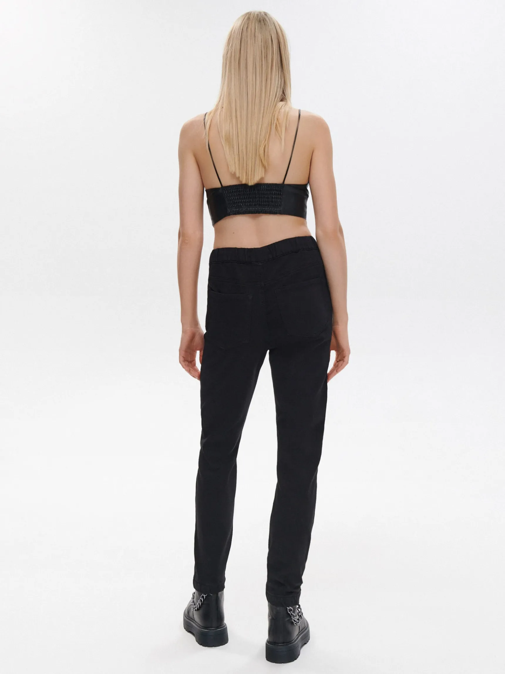 Clearance Cropp Czarne jeansowe joggery slim czarny