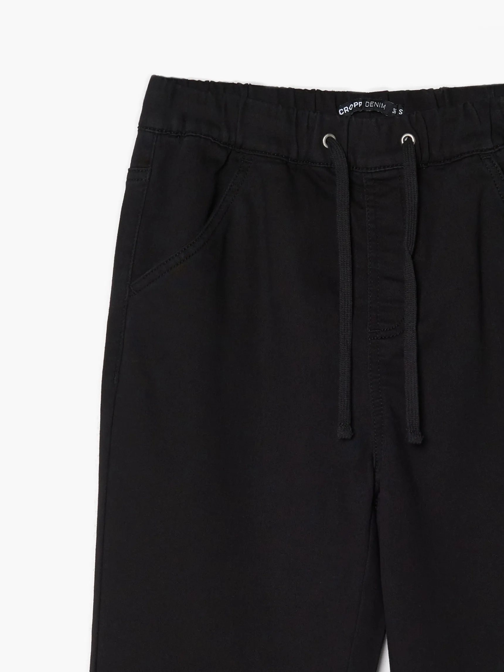 Clearance Cropp Czarne jeansowe joggery slim czarny