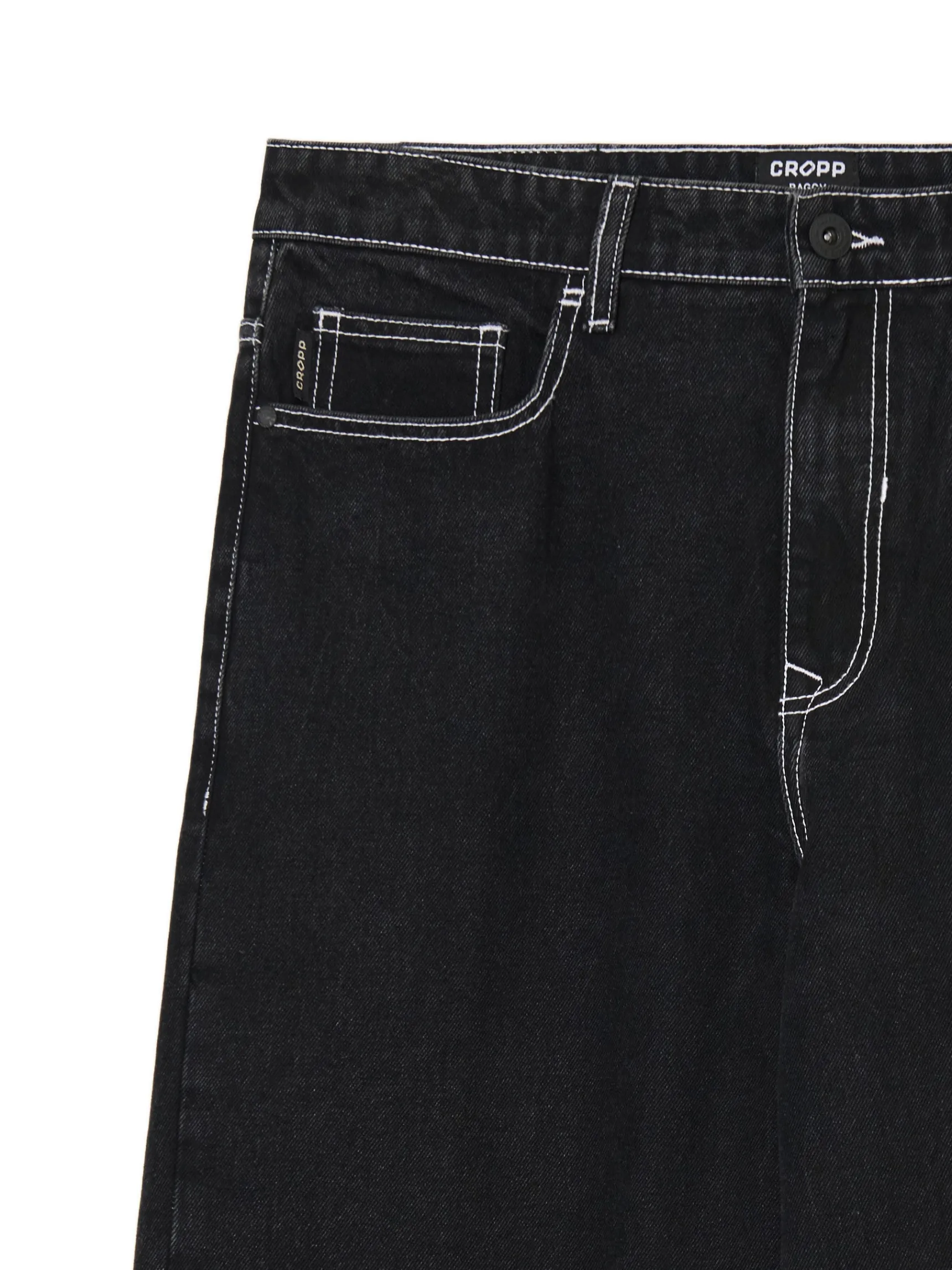 Outlet Cropp Czarne jeansy baggy czarny