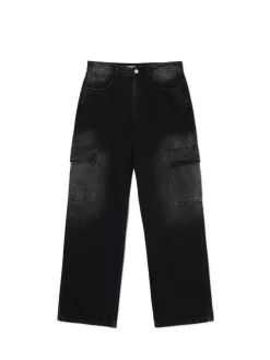 Sale Cropp Czarne jeansy baggy PETITE czarny