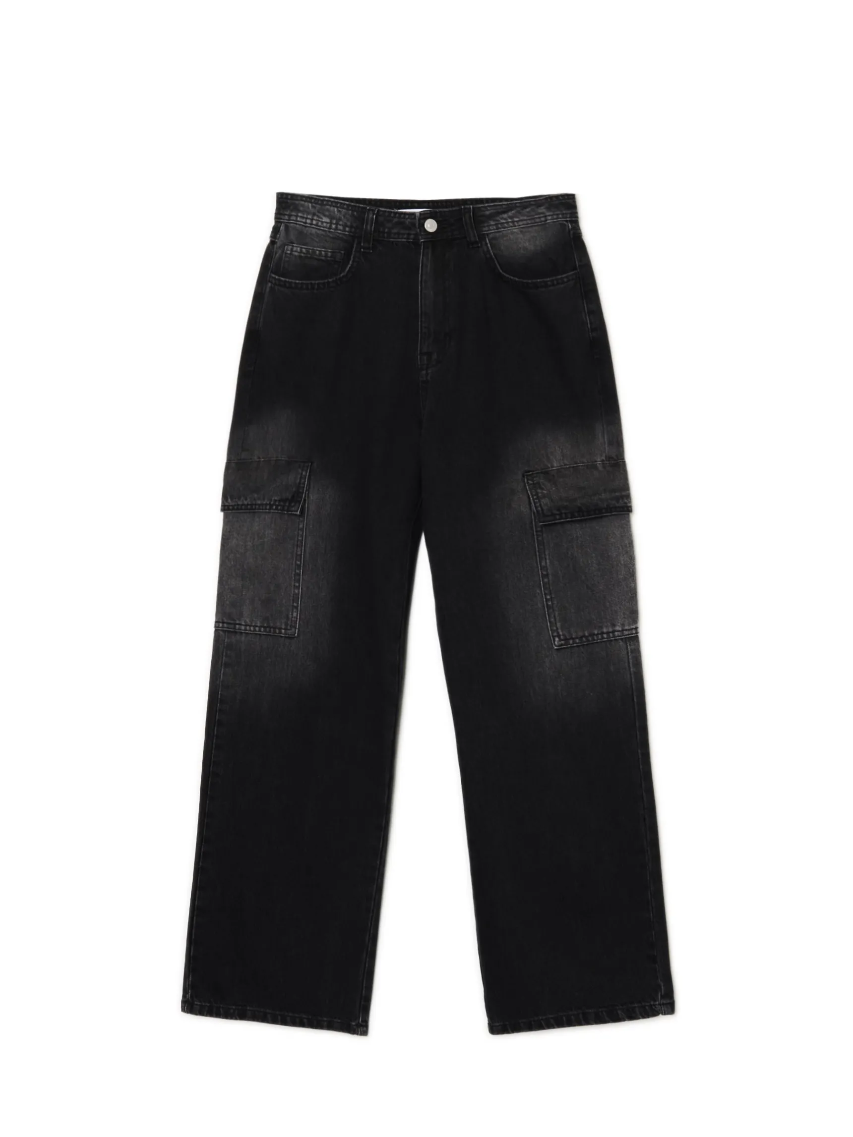 Sale Cropp Czarne jeansy baggy PETITE czarny