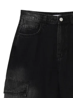 Sale Cropp Czarne jeansy baggy PETITE czarny