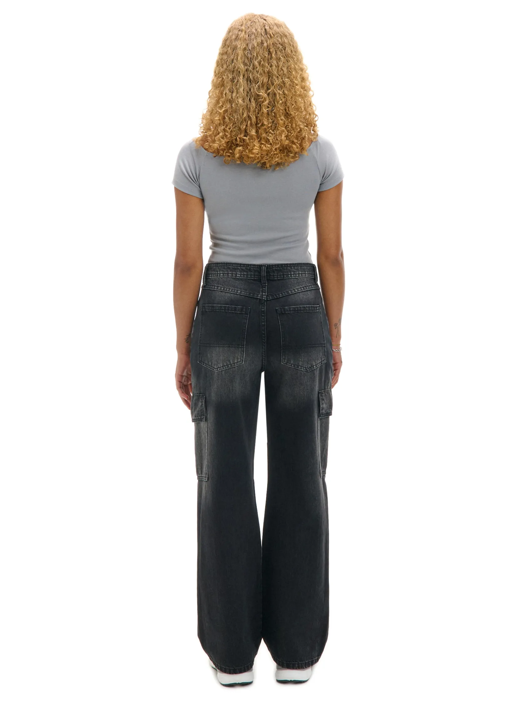 Sale Cropp Czarne jeansy baggy PETITE czarny