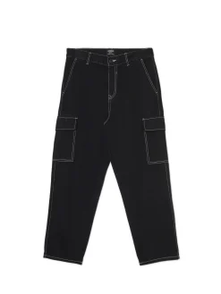 Fashion Cropp Czarne jeansy baggy z kieszeniami cargo czarny