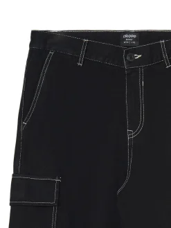 Fashion Cropp Czarne jeansy baggy z kieszeniami cargo czarny