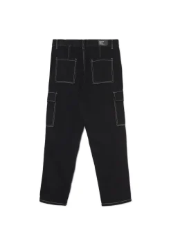 Fashion Cropp Czarne jeansy baggy z kieszeniami cargo czarny
