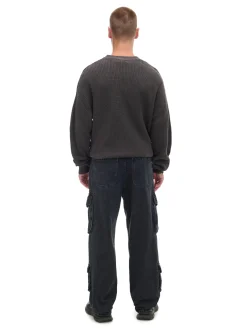 Outlet Cropp Czarne jeansy baggy z kieszeniami cargo szary