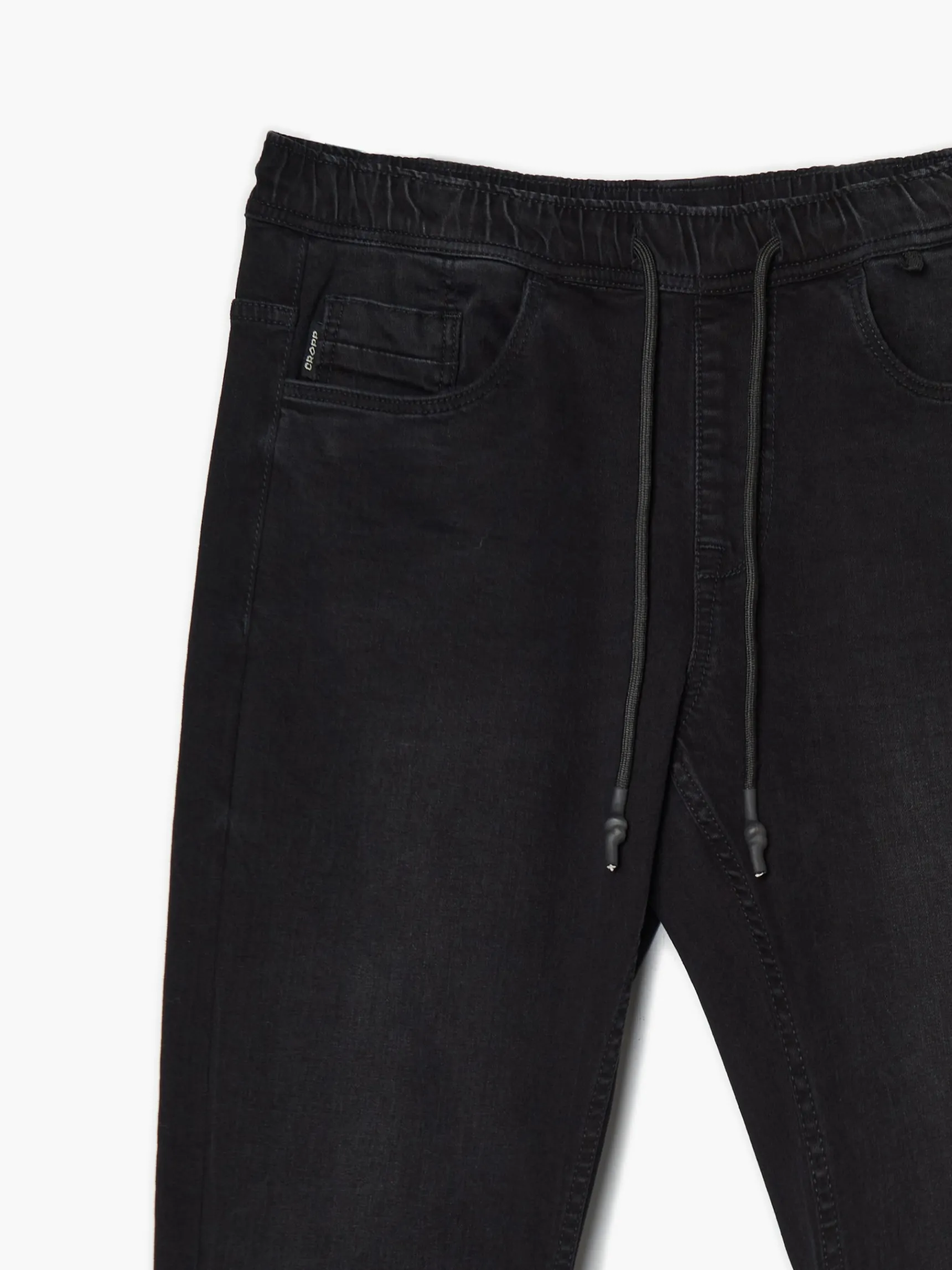 Outlet Cropp Czarne jeansy jogger czarny