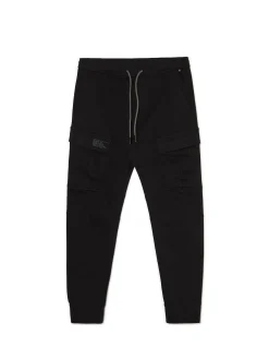 Clearance Cropp Czarne jeansy jogger z kieszeniami cargo czarny