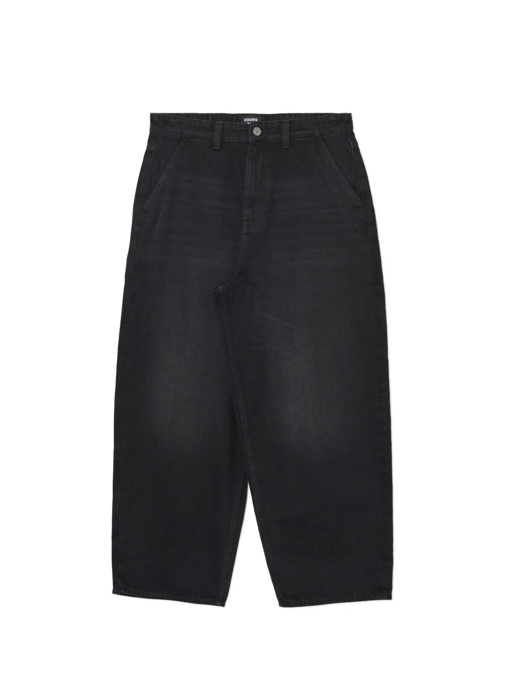 Outlet Cropp Czarne jeansy skater z efektem sprania czarny
