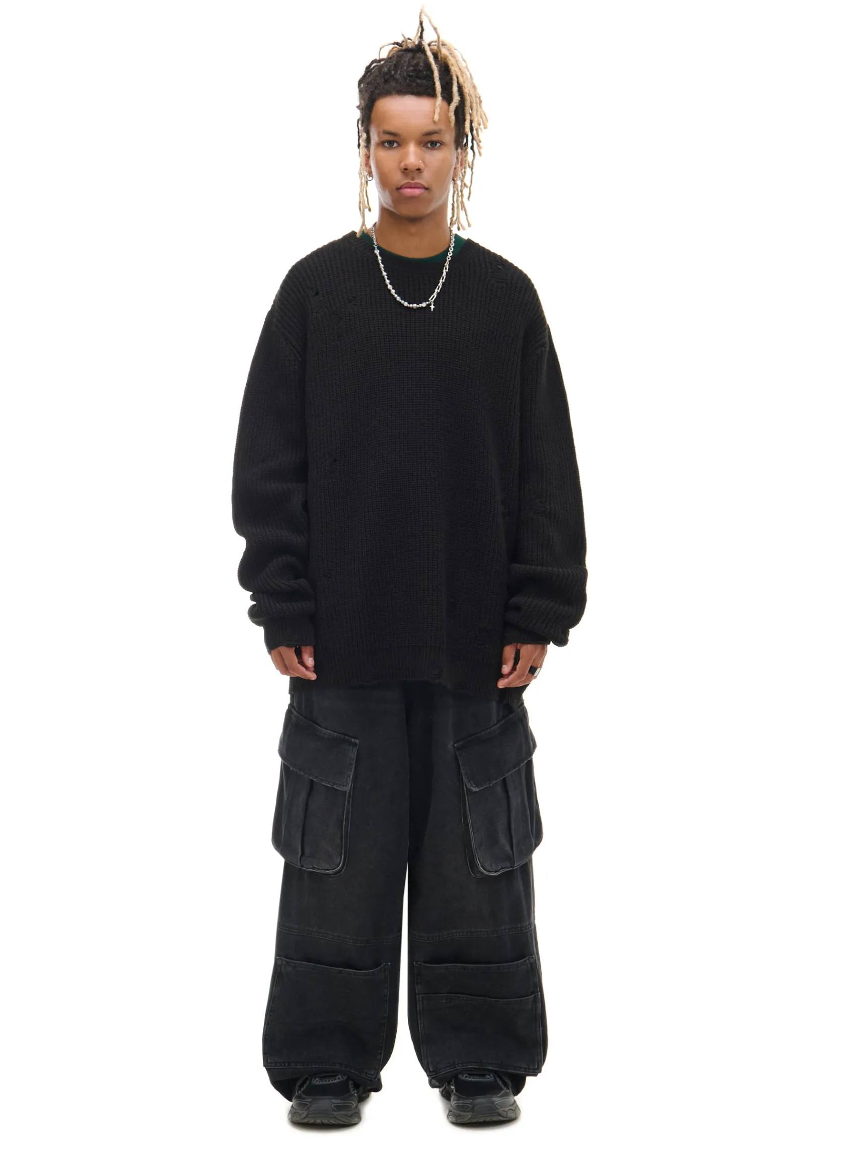 New Cropp Czarne jeansy skater z kieszeniami czarny