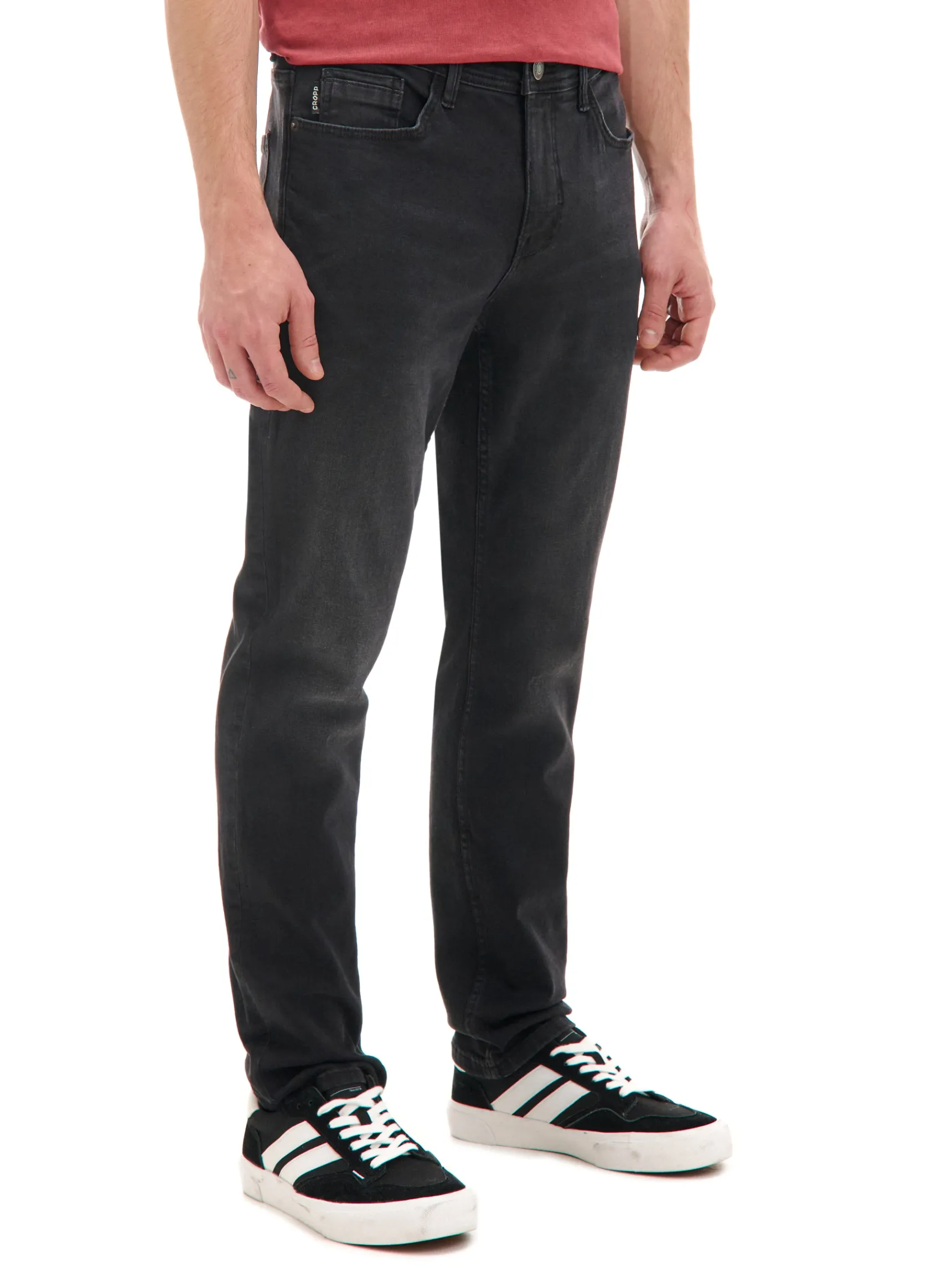 Outlet Cropp Czarne jeansy slim czarny