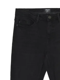 Outlet Cropp Czarne jeansy slim czarny