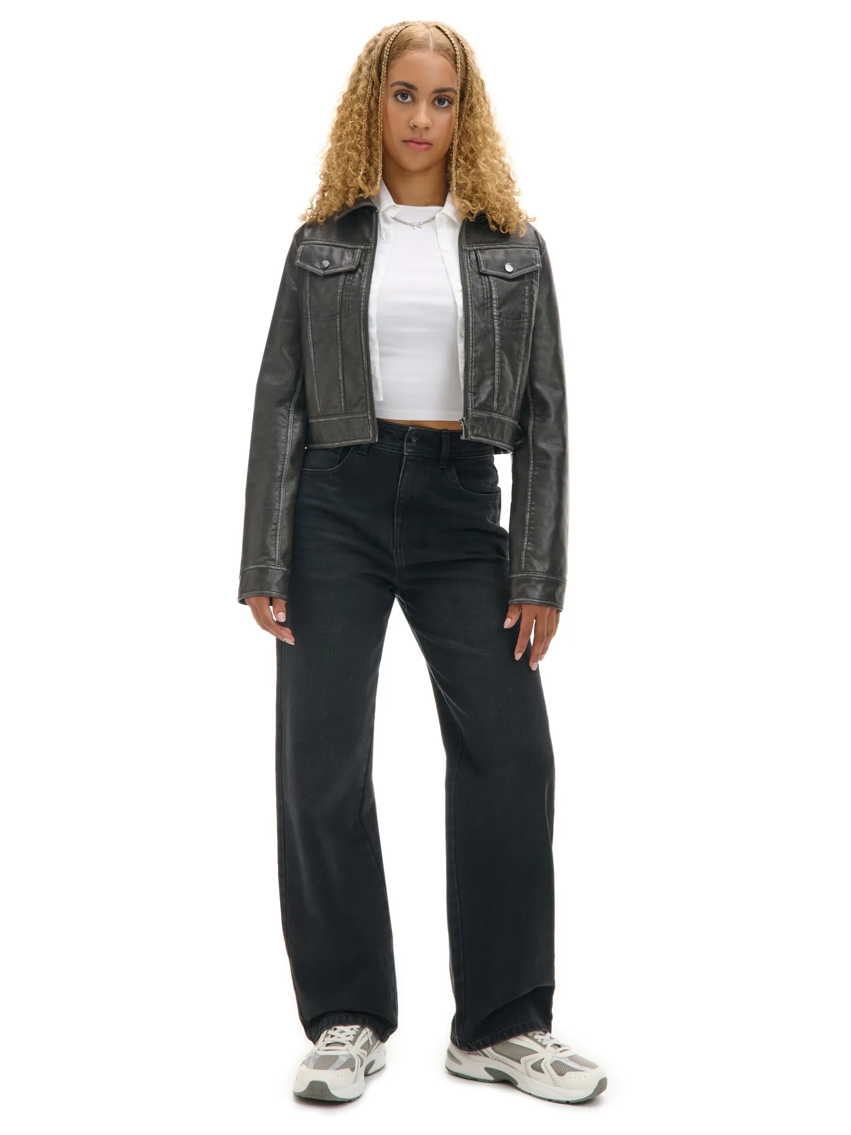 Best Cropp Czarne jeansy straight PETITE czarny