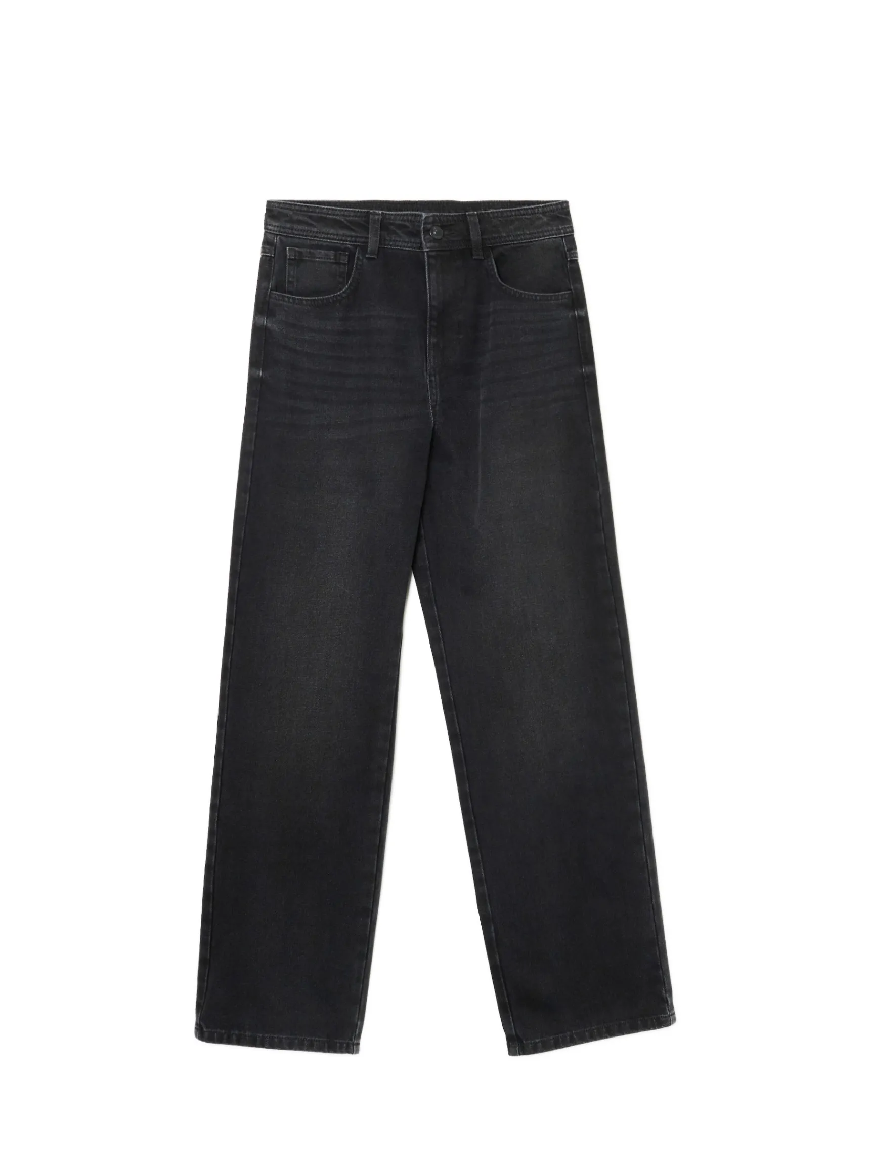 Best Cropp Czarne jeansy straight PETITE czarny