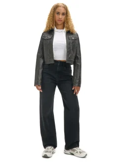 Best Cropp Czarne jeansy straight PETITE czarny