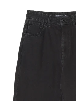 Fashion Cropp Czarne jeansy straight z efektem sprania czarny