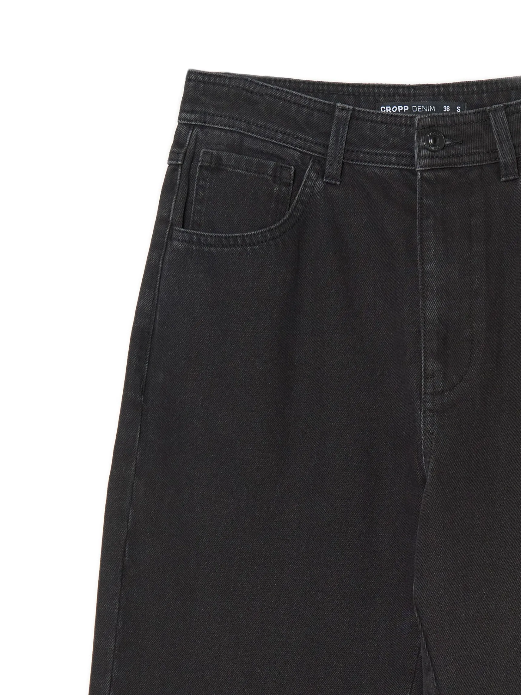 Fashion Cropp Czarne jeansy straight z efektem sprania czarny
