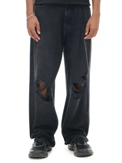 Clearance Cropp Czarne jeansy super baggy czarny