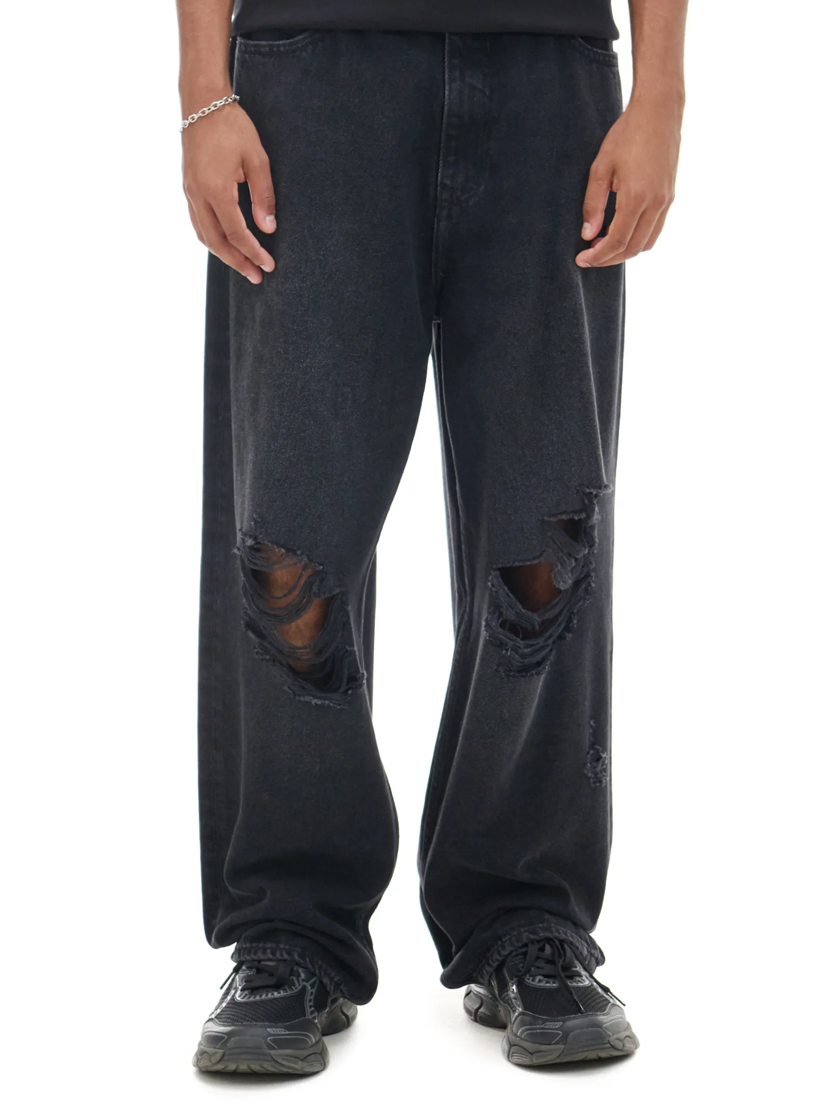 Clearance Cropp Czarne jeansy super baggy czarny