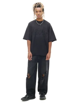 Clearance Cropp Czarne jeansy super baggy czarny