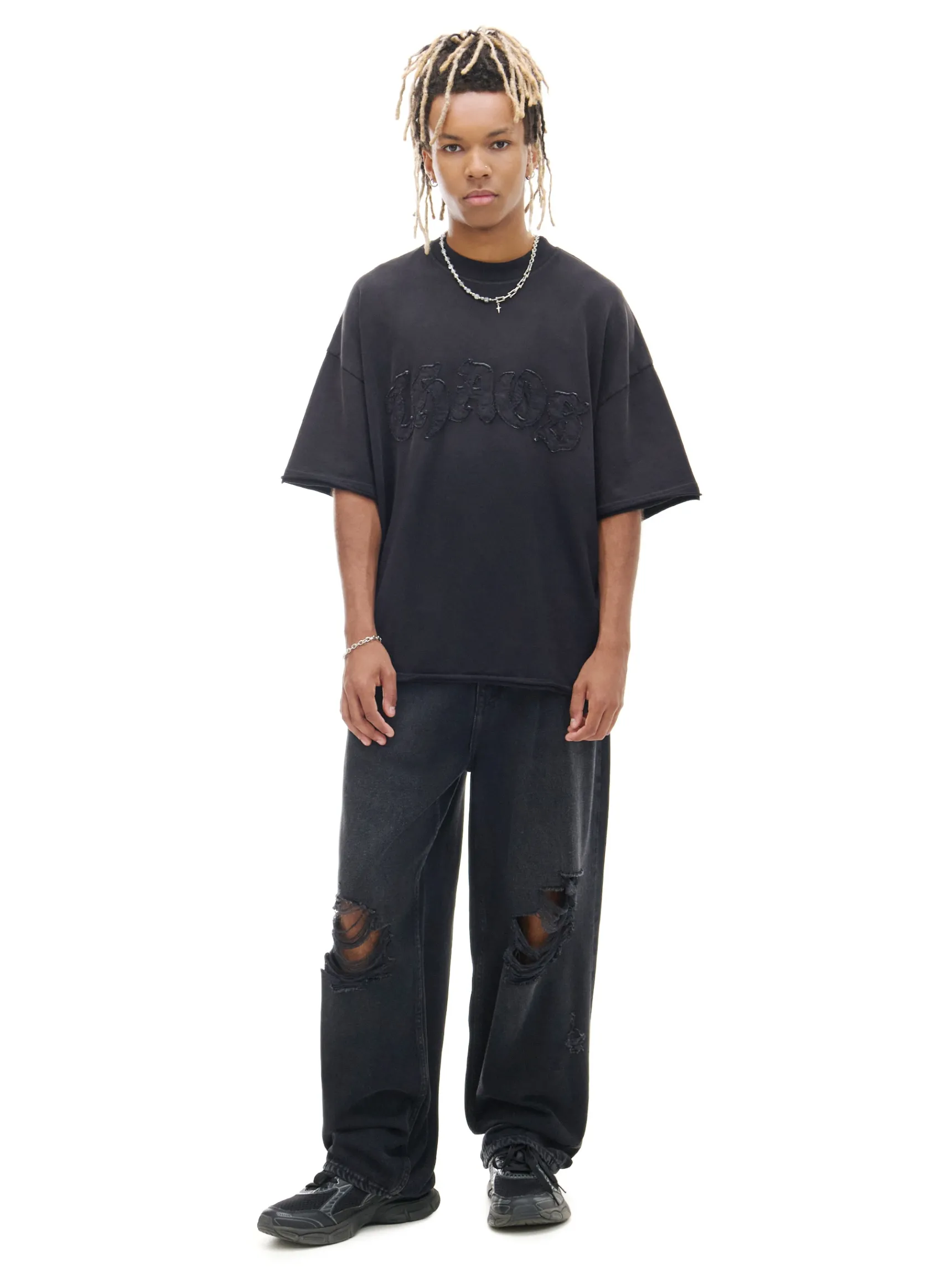 Clearance Cropp Czarne jeansy super baggy czarny