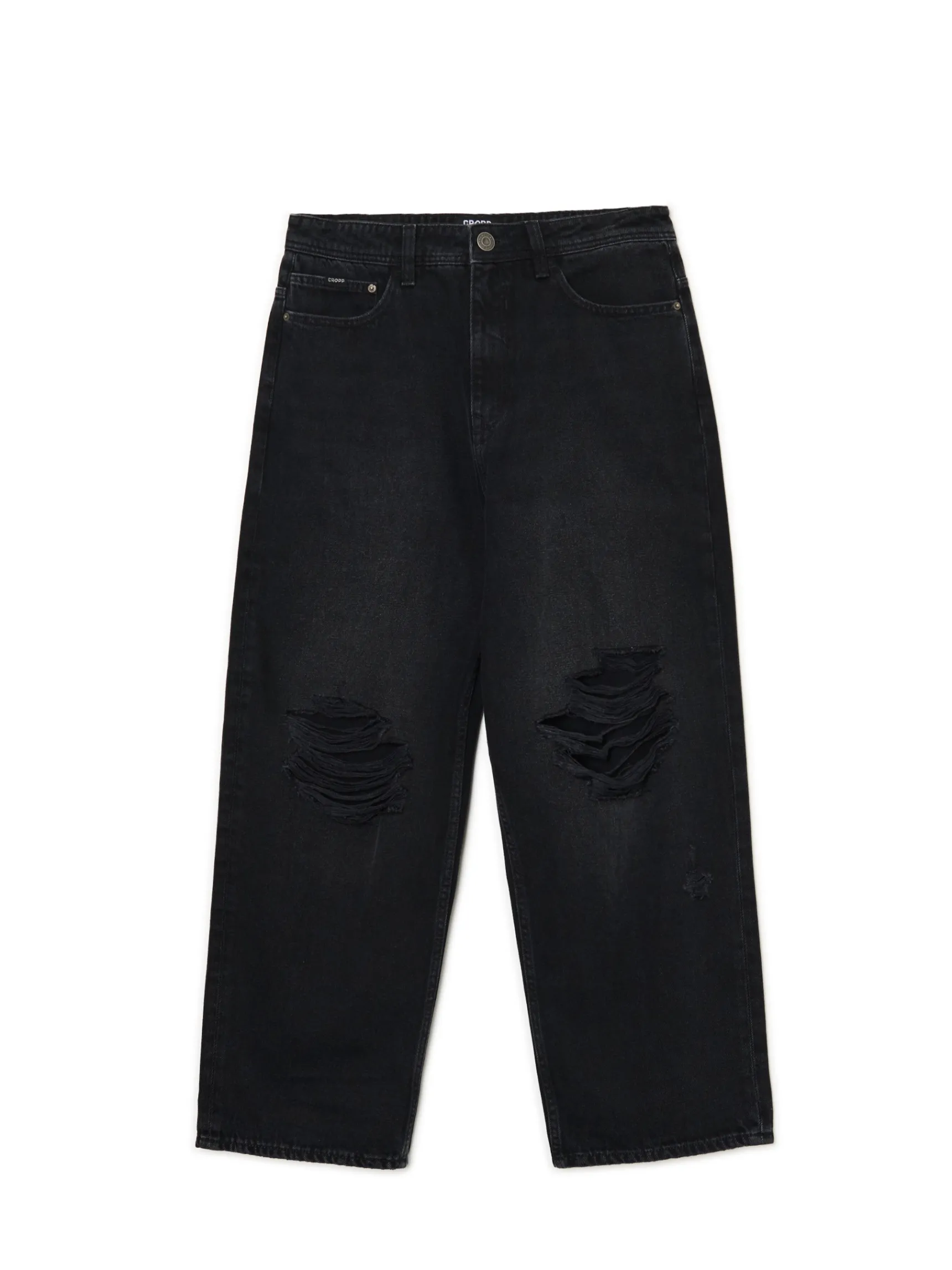 Clearance Cropp Czarne jeansy super baggy czarny