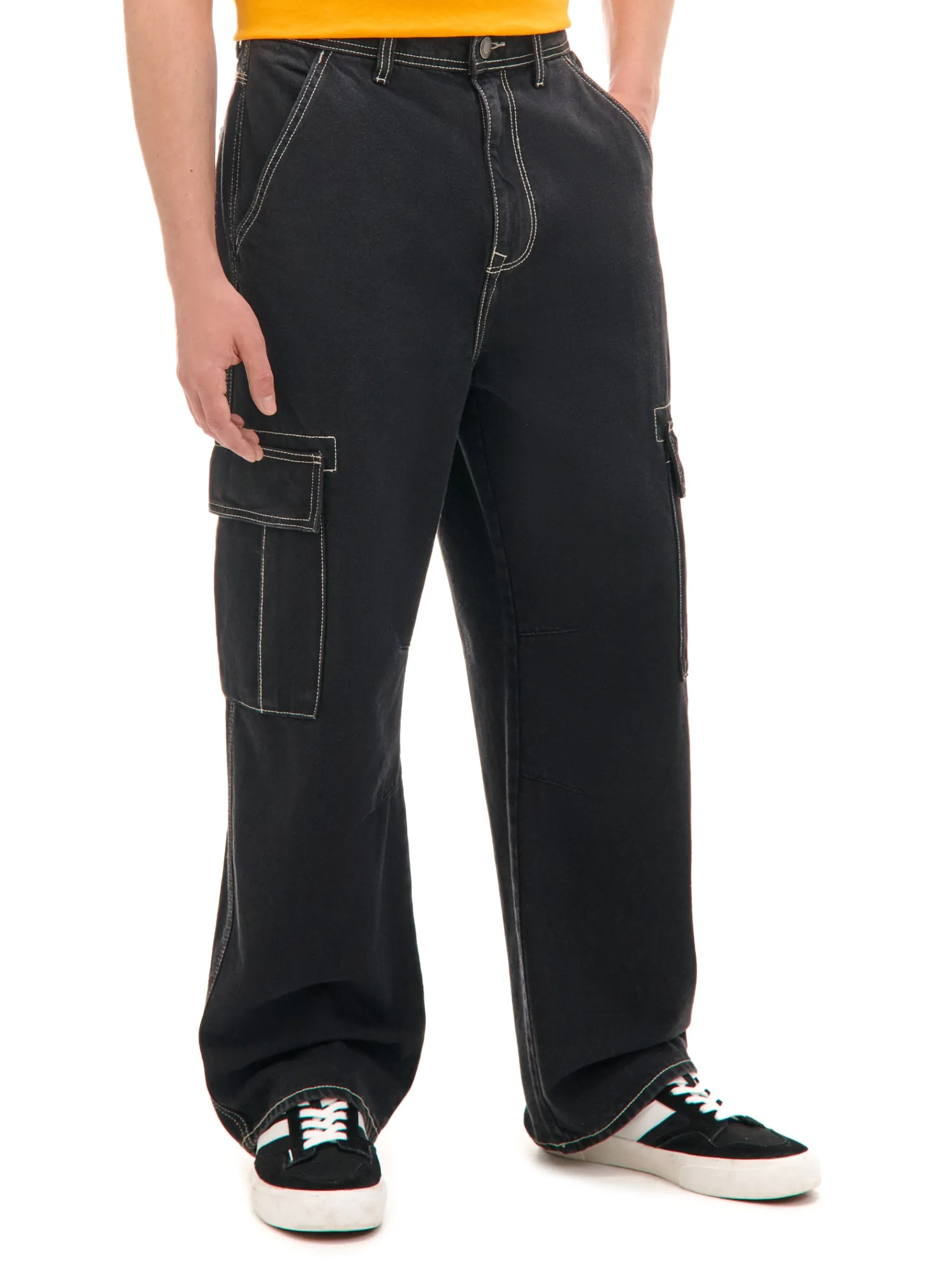 Sale Cropp Czarne jeansy super baggy czarny