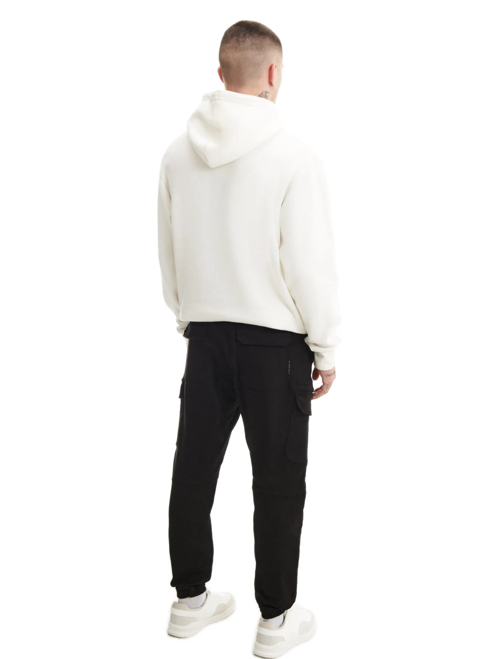 Outlet Cropp Czarne joggery basic z kieszeniami cargo czarny
