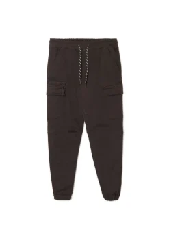 Outlet Cropp Czarne joggery basic z kieszeniami cargo czarny