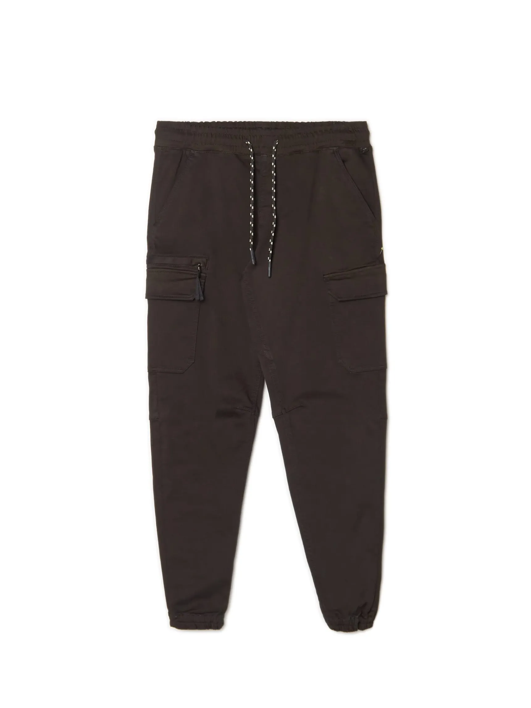 Outlet Cropp Czarne joggery basic z kieszeniami cargo czarny
