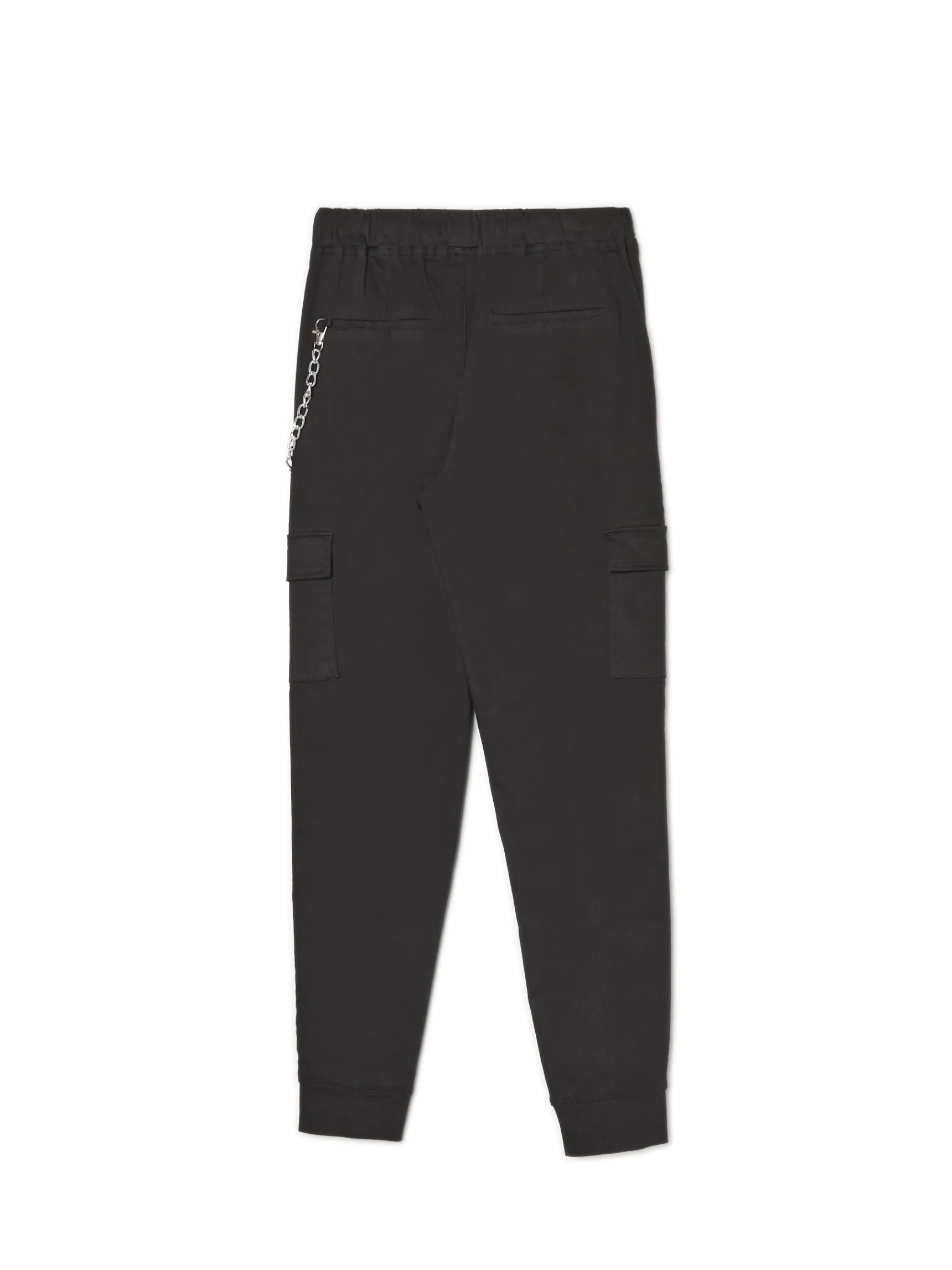 Clearance Cropp Czarne joggery cargo z łańcuchem czarny