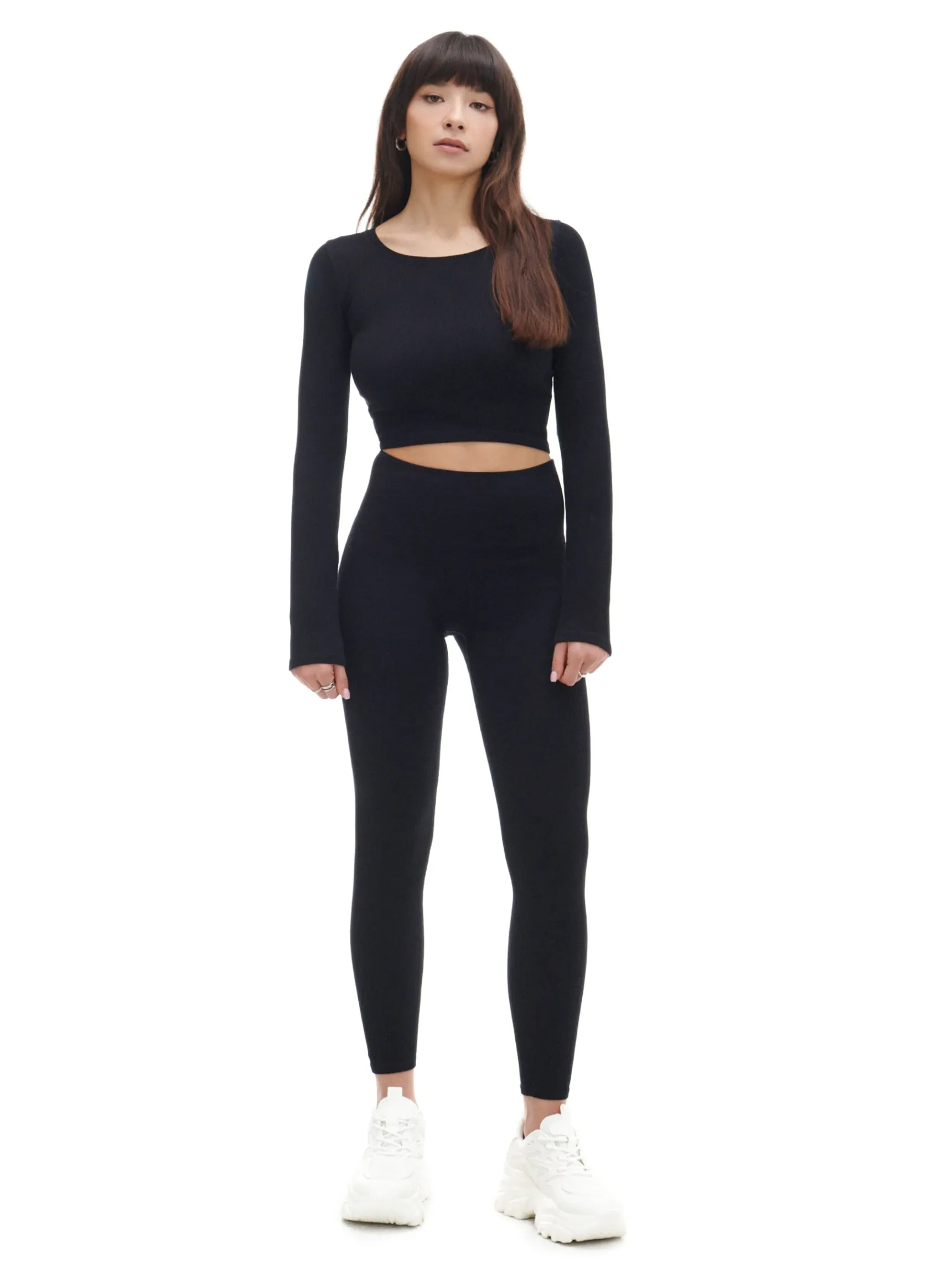Clearance Cropp Czarne prążkowane legginsy czarny