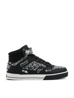 Hot Cropp Czarne sneakersy z komiksowym nadrukiem czarny