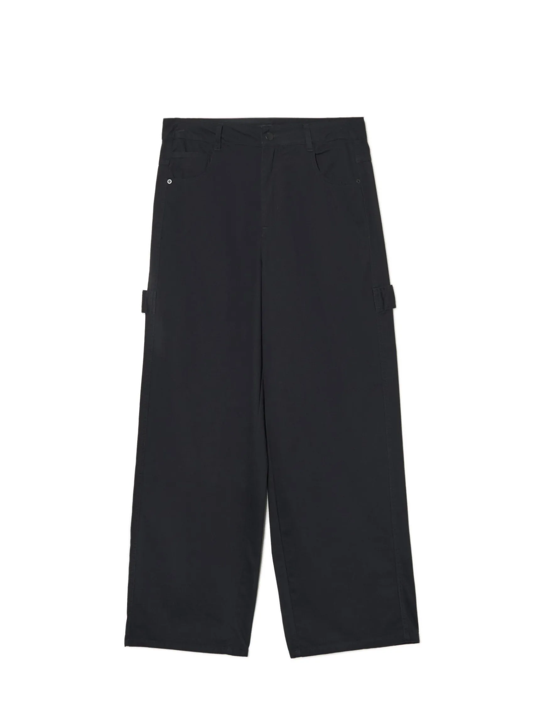 Best Cropp Czarne spodnie baggy z diagonalu czarny