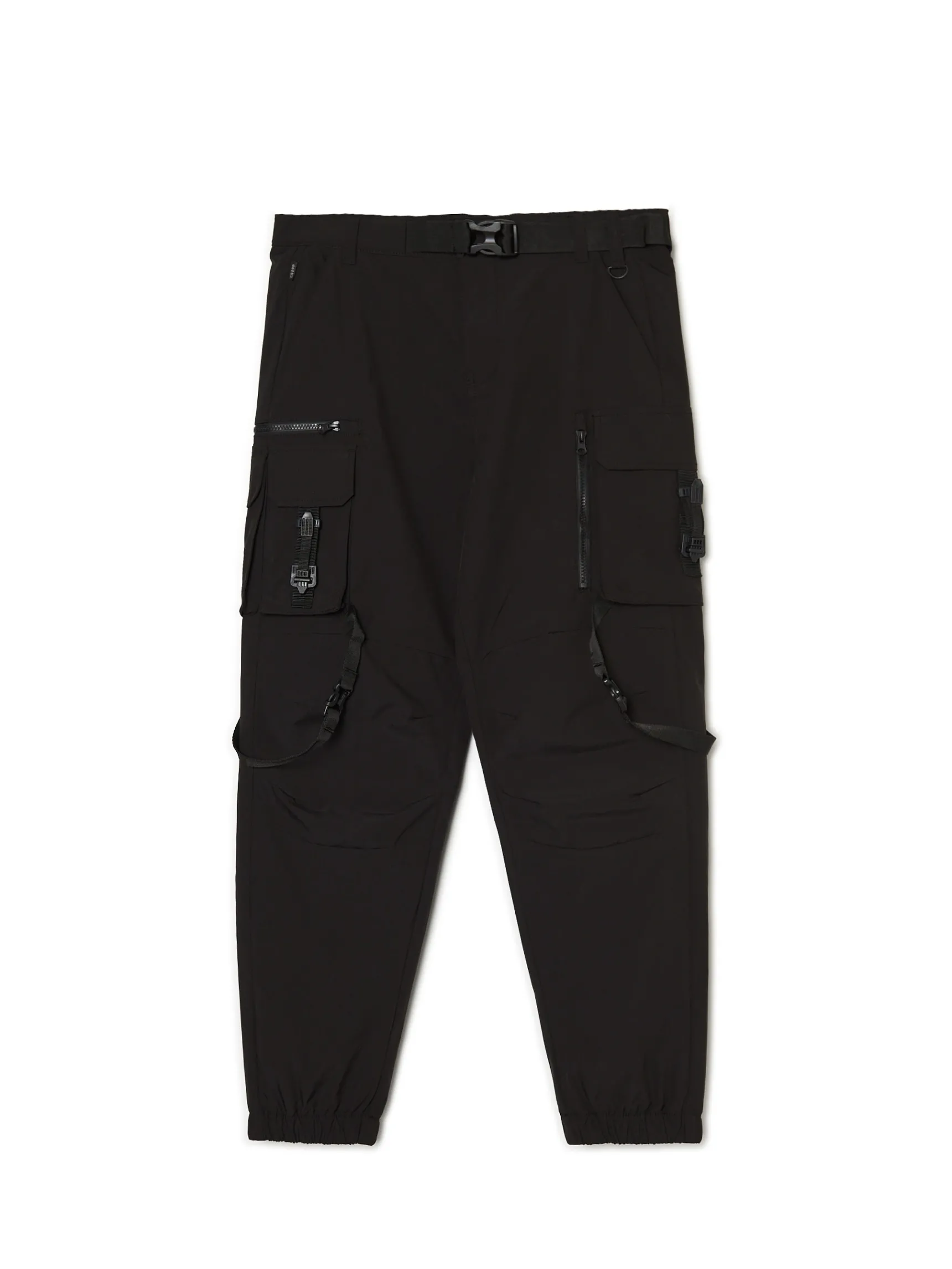 Outlet Cropp Czarne spodnie loose z paskiem czarny
