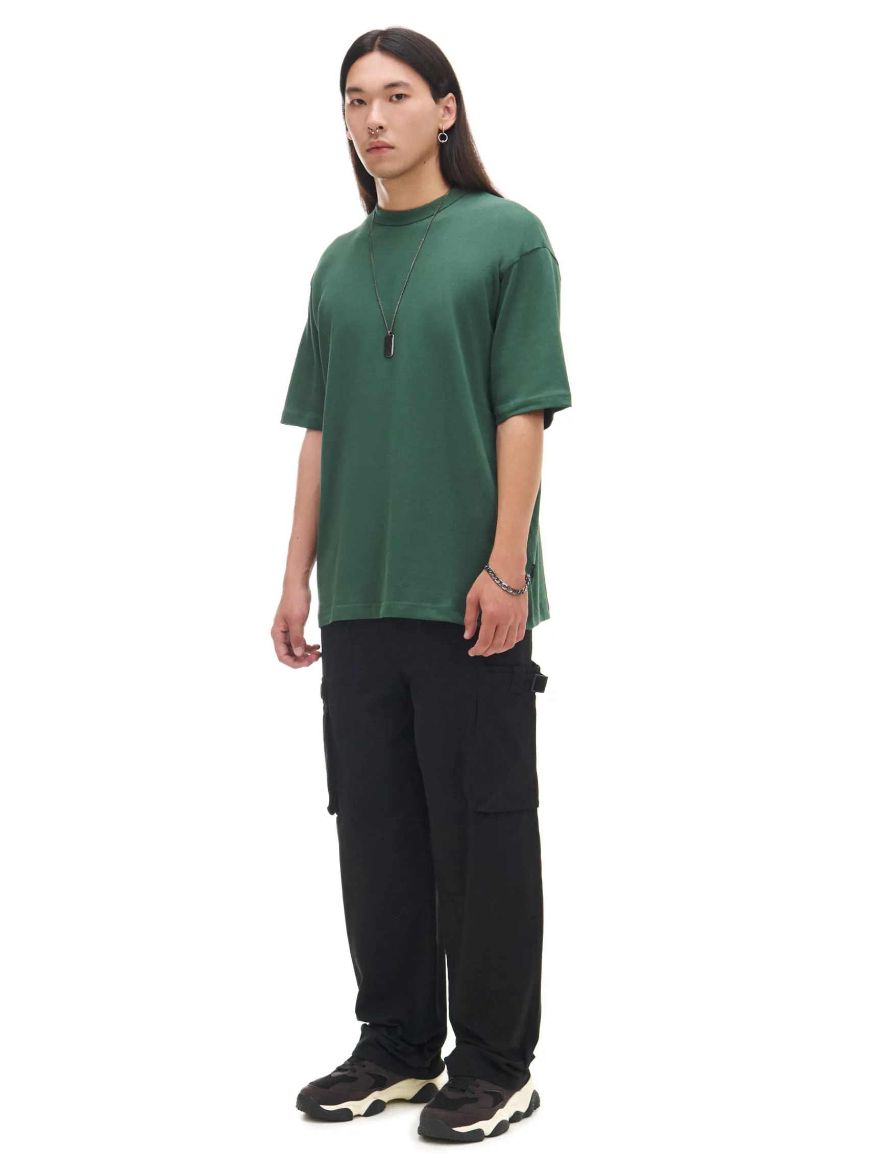 Discount Cropp Czarne spodnie loose z regulacją czarny