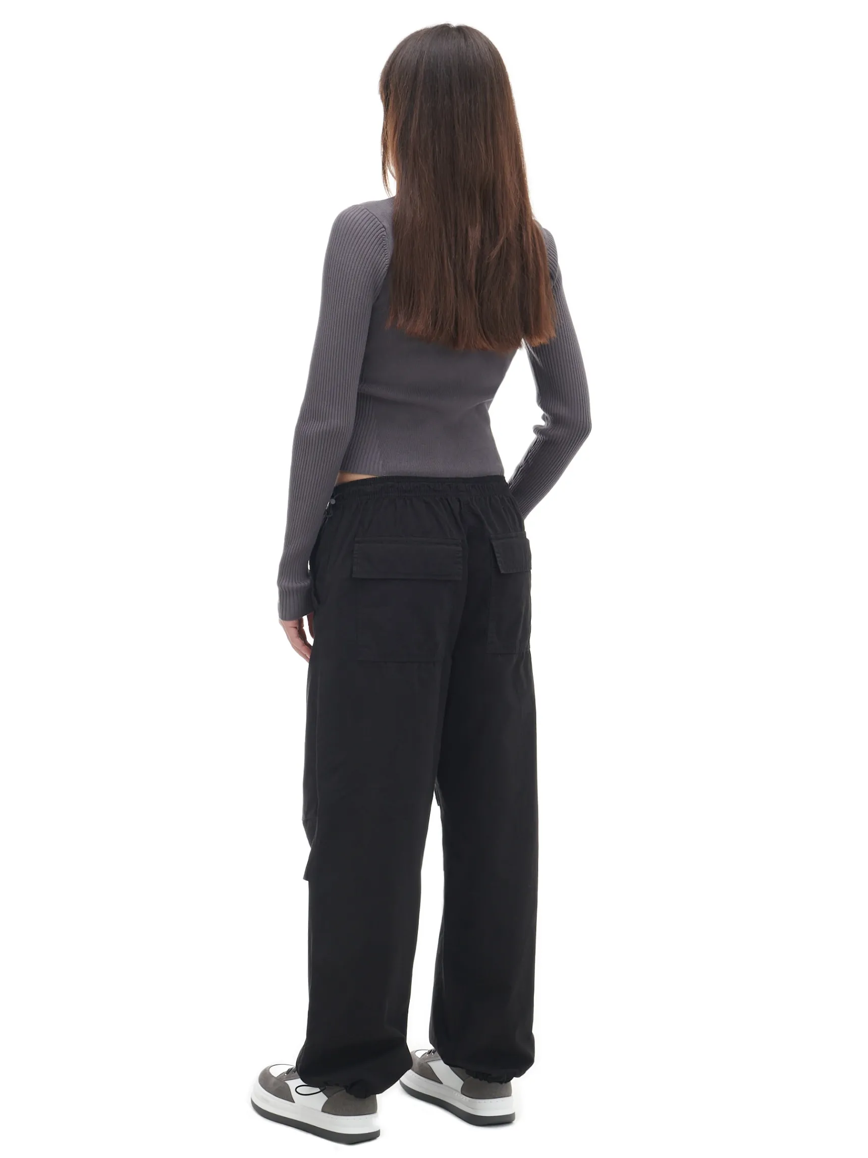 Online Cropp Czarne spodnie parachute czarny