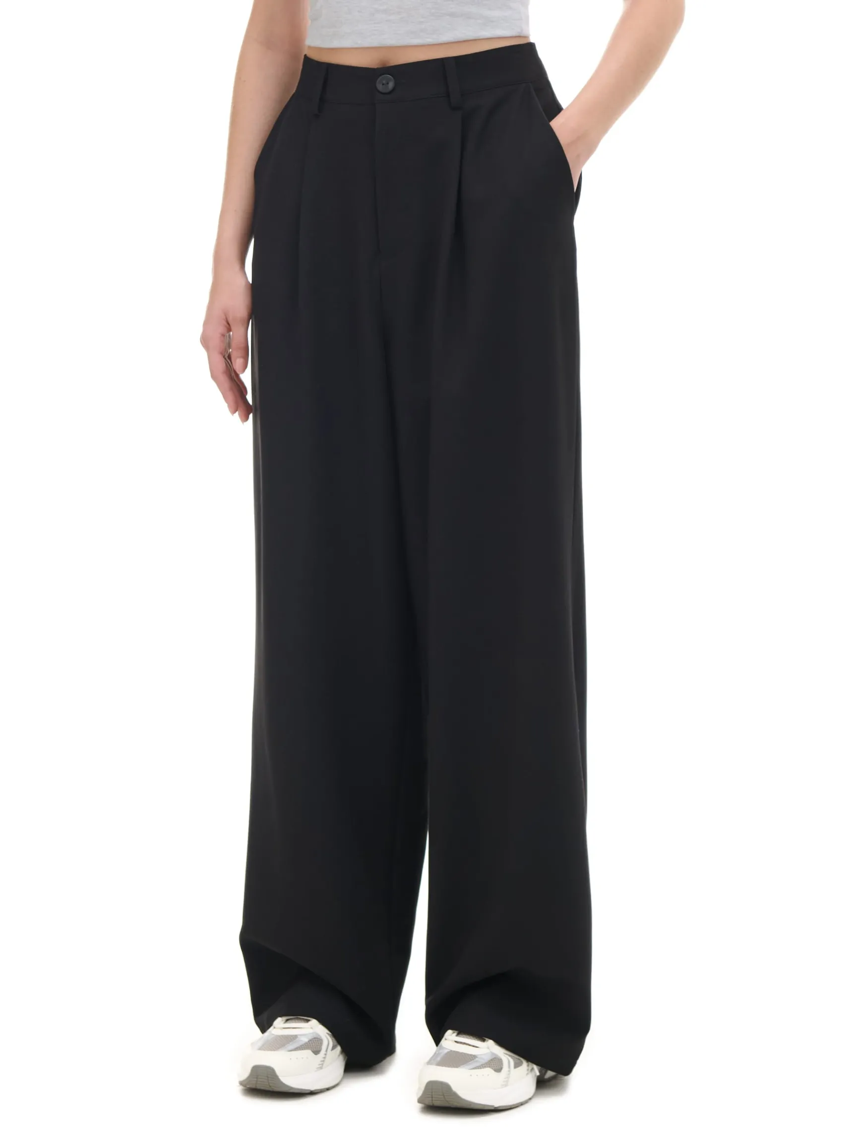 Outlet Cropp Czarne spodnie w paski czarny