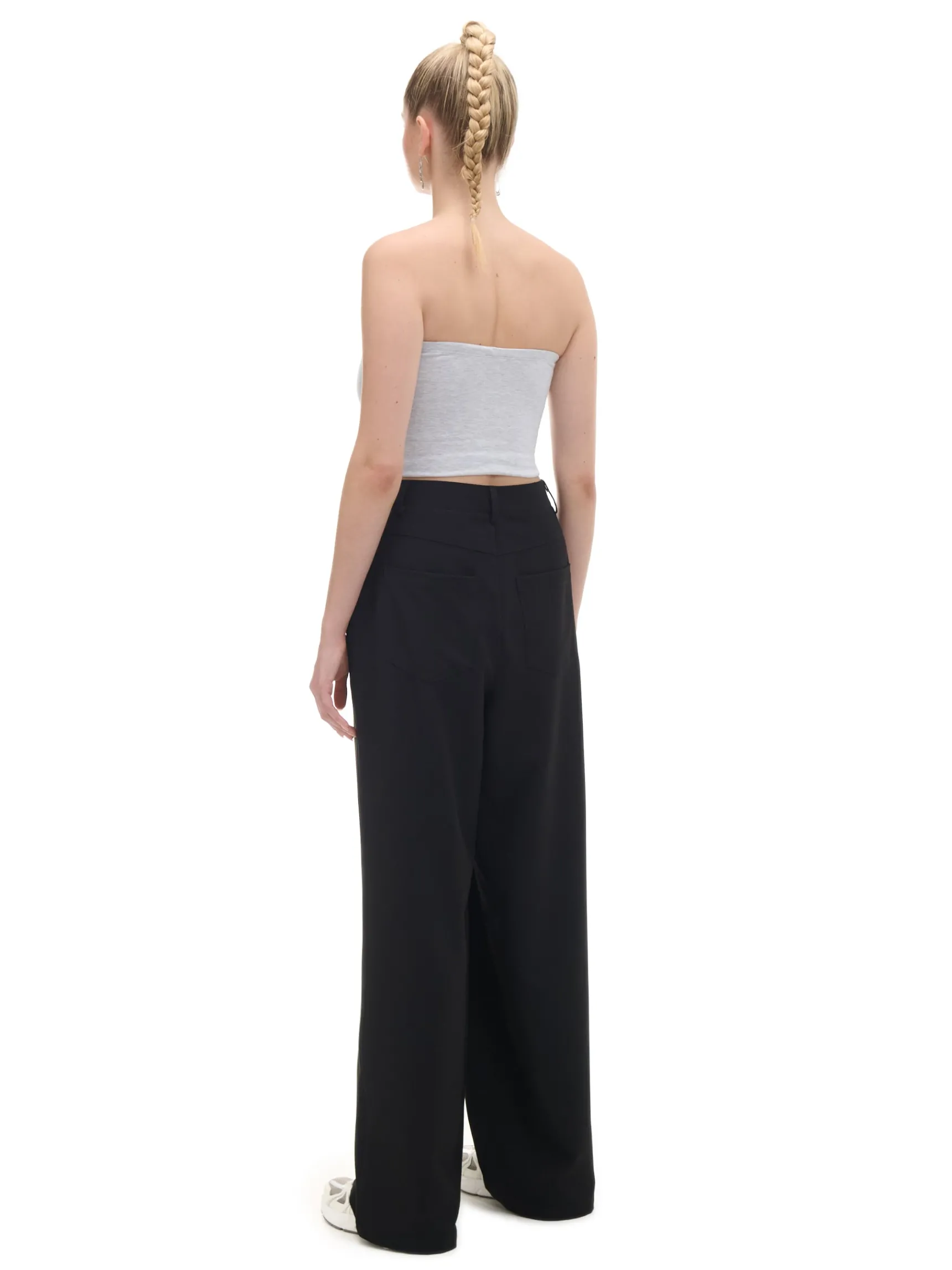 Outlet Cropp Czarne spodnie w paski czarny