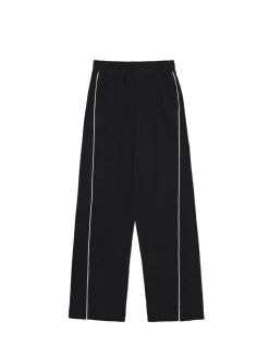 Hot Cropp Czarne spodnie wide leg z wysokim stanem czarny