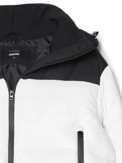 Hot Cropp Czarno-biała kurtka puffer z kapturem biały