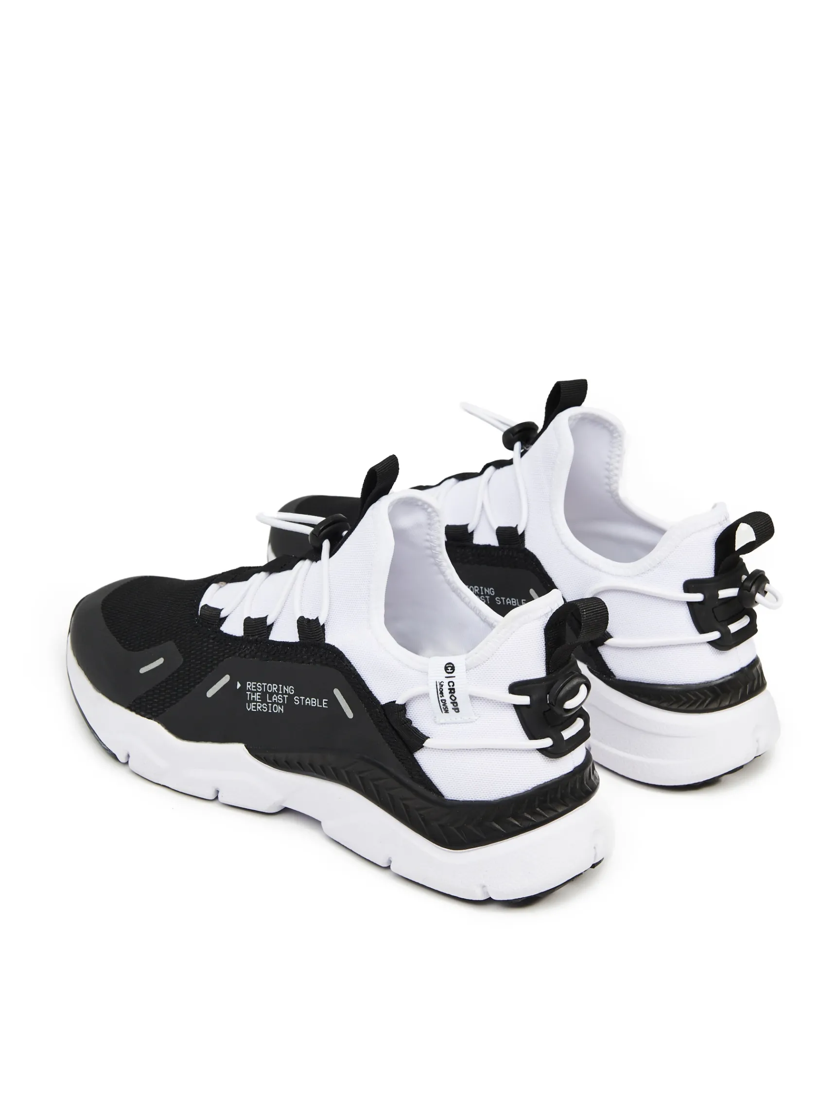 Best Cropp Czarno-białe sneakersy z odblaskowymi detalami biały