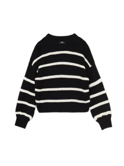 Fashion Cropp Czarno-biały sweter z szerokim rękawem czarny